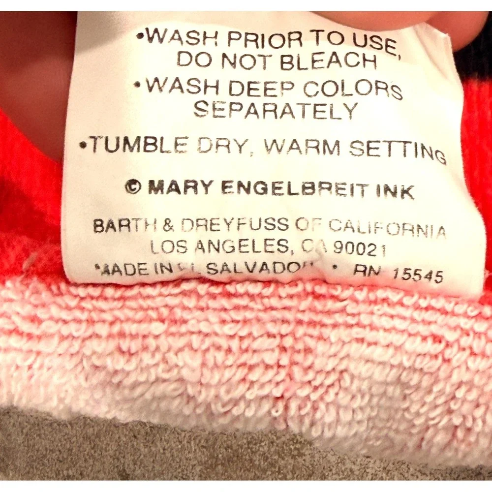 Vintage Mary Engelbreit At The Seaside Beach Towel 100% Cotton Red 54x27 Summer